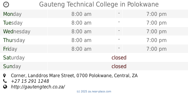 🕗 UNISA Polokwane Campus Polokwane opening times, 30, Market Street ...